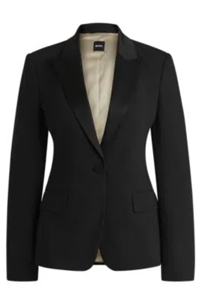 Hugo Boss Slim-fit Tuxedo Jacket With Satin Trims In Black