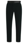 Hugo Boss Slim-fit Tuxedo Trousers In Cotton Velvet In Light Green