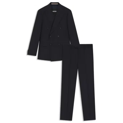 Hugo Boss Slim-fit Two-piece Suit In Pinstripe Virgin Wool In Blue