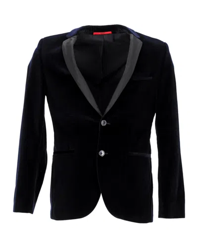 Hugo Boss Slim Fit Velvet Jacket In Navy Blue Cotton