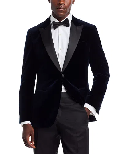 Hugo Boss H-hutson Tux Black Slim-fit Tuxedo Jacket In Pure-cotton Velvet 50484709 001 In Dk Bu