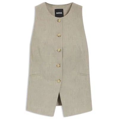 Hugo Boss Slim-fit Waistcoat In Virgin Wool In Gray