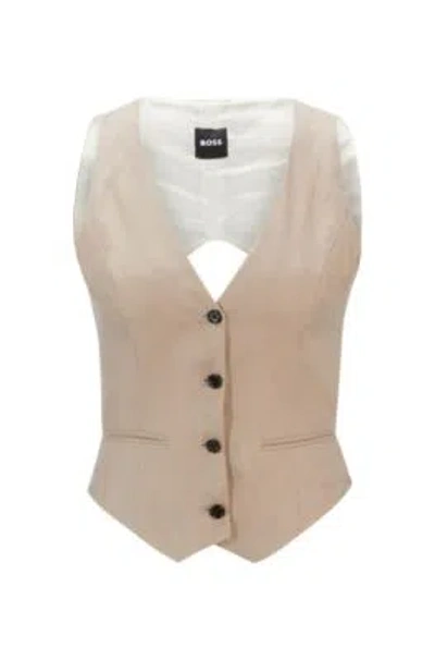 Hugo Boss Slim-fit Waistcoat With Cut-out Back In Light Beige