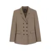 Hugo Boss Structured Brown Double-breasted Blazer With Notched Lapel In Brown