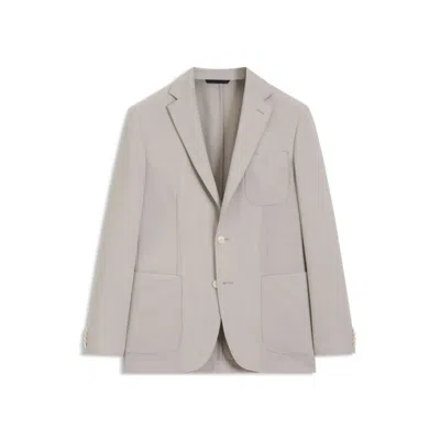 Hugo Boss Slim-fit Blazer In Micro-patterned Virgin Wool In Neutral