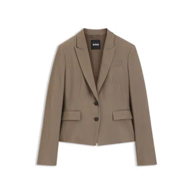 Hugo Boss Slim-fit Blazer In Stretch Gabardine In Brown
