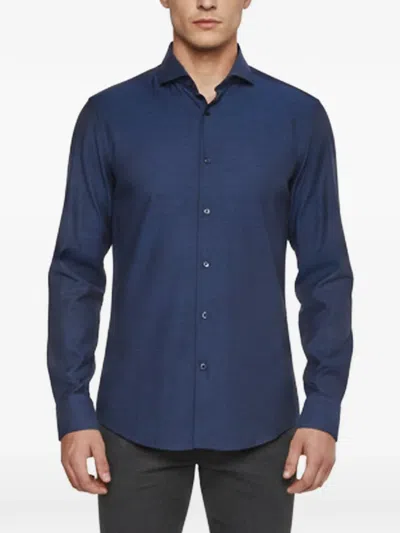 Pre-owned Hugo Boss Slim-fit Button-up Shirt In Blue