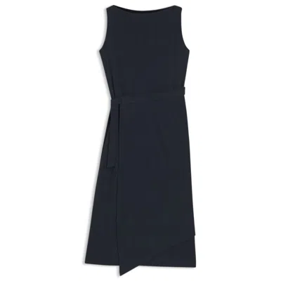 Hugo Boss Slim-fit Checked Jersey Dress With Belt In Black