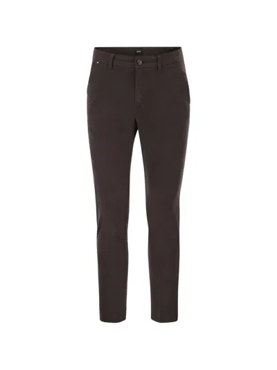 Hugo Boss Boss Slim Fit Stretch Cotton Chino Trousers In Brown