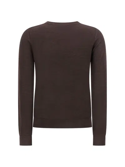 Hugo Boss Slim-fit Crewneck Sweater In Merino Wool In Brown