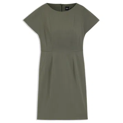 Hugo Boss Slim-fit Dress In Italian Stretch Wool In Green