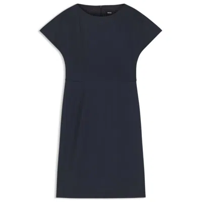Hugo Boss Slim-fit Dress In Italian Stretch Wool In Blue