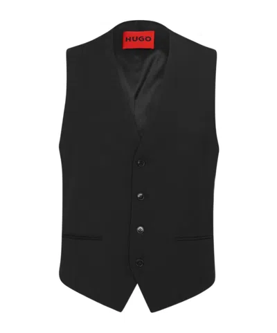 Hugo Boss Slim-fit Formal Waistcoat In Black
