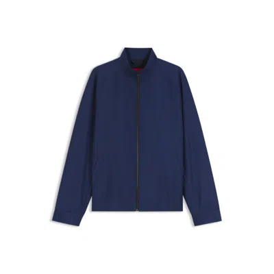 Hugo Boss Slim-fit Jacket In Chalk-striped Virgin Wool In Blue