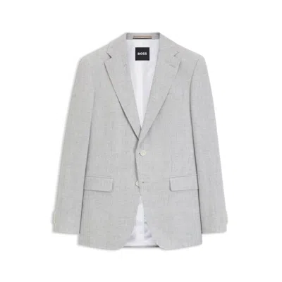 Hugo Boss Patterned Regular-fit Jacket In A Cotton Blend In Green