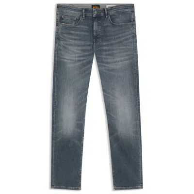 Hugo Boss Slim-fit Jeans In Stretch-cotton Denim In Gray