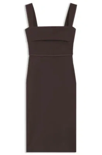 Hugo Boss Boss Layered Detail Slim Fit Jersey Dress In Brown