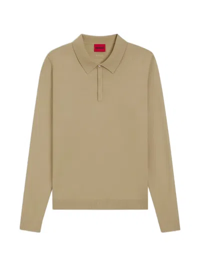 Hugo Boss Slim-fit Knit Polo In Nude