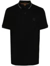 Hugo Boss Black Solid Shirt Collar Polo In Black