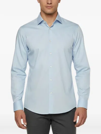 Pre-owned Hugo Boss Slim-fit Poplin Shirt In Blue