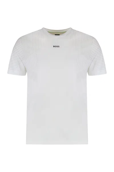 Hugo Boss Slim-fit Ribbed Crew Neck T-shirt In White