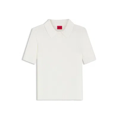 Hugo Boss Slim-fit Ribbed Sweater With Polo Collar In Animal Print