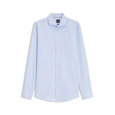 Hugo Boss Slim-fit Shirt Crafted From A Wrinkle-resistant Cotton Blend In Brown