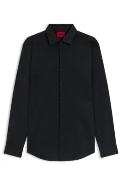 Hugo Boss Oversize-fit Shirt In Cotton Twill With Patch Pockets In Black