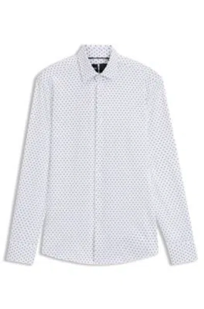 Hugo Boss Slim-fit Shirt In Italian-made Performance-stretch Fabric In White