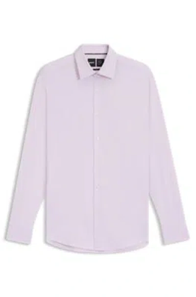Hugo Boss Slim-fit Shirt In Italian-made Performance-stretch Jersey In White