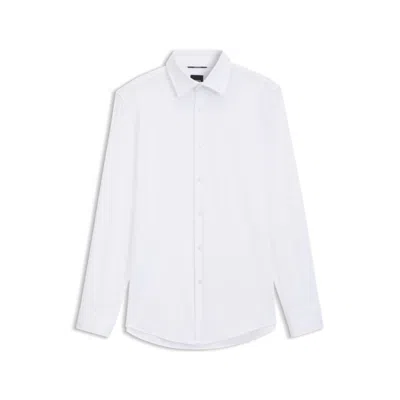 Hugo Boss Slim-fit Shirt In Italian-made Performance-stretch Jersey In White