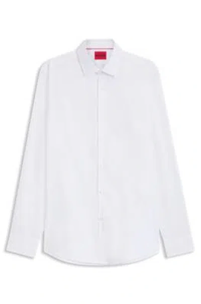 Hugo Boss Slim-fit Shirt In Cotton With Logo Jacquard In White