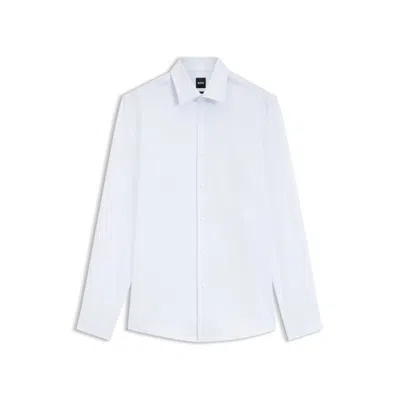 Hugo Boss Slim-fit Shirt In Italian-made Performance-stretch Jersey In White