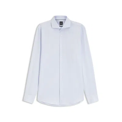 Hugo Boss Slim-fit Shirt In Wrinkle-resistant Structured Cotton In Blue