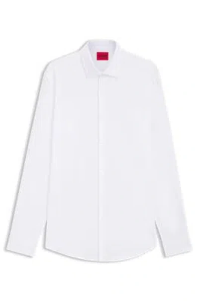Hugo Boss Slim-fit Shirt With Logo Jacquard In White