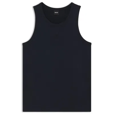 Hugo Boss Slim-fit Tank Top In Cotton, Modal, And Silk In Blue