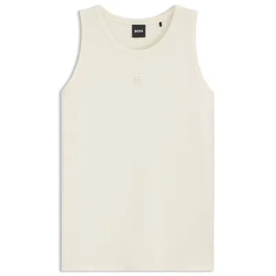 Hugo Boss Slim-fit Tank Top In Cotton, Modal, And Silk In White