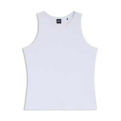 Hugo Boss Slim-fit Tank Top In Cotton, Modal, And Silk In Blue