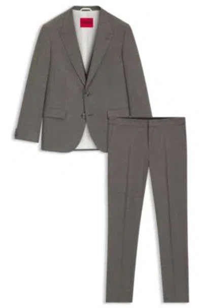 Hugo Boss Slim-fit Three-piece Suit In Stretch Sharkskin In Gray