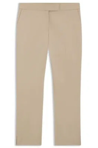 Hugo Boss Slim-fit Trousers In Stretch Cotton In Neutral