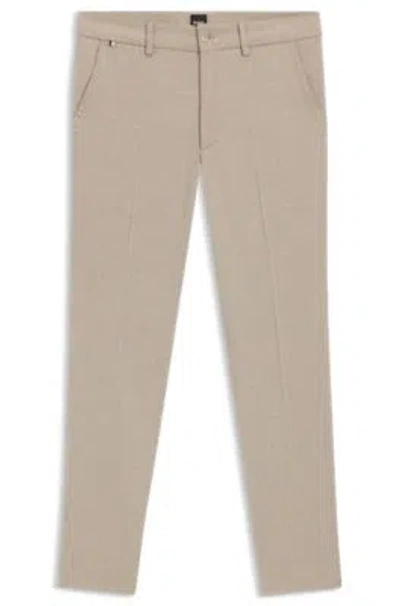 Hugo Boss Slim-fit Trousers In Stretch-cotton Dobby In Brown