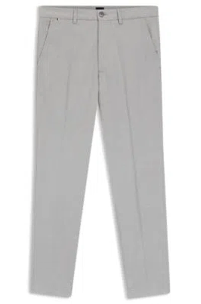 Hugo Boss Slim-fit Trousers In Stretch-cotton Dobby In Gray