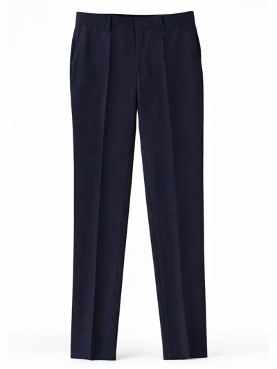 Hugo Boss Slim-fit Trousers In Virgin-wool Serge In Blue