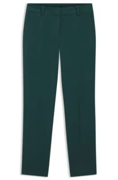 Hugo Boss Slim-fit Trousers With Slit Hems In Green
