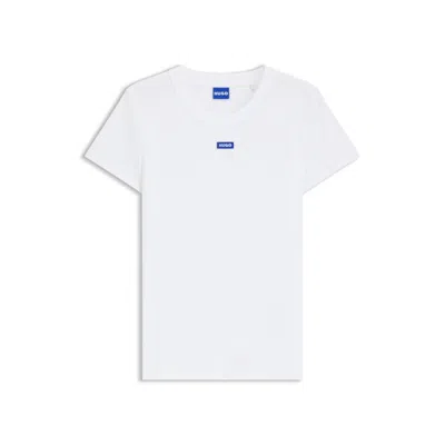 Hugo Boss Slim-fit T-shirt In Ribbed Stretch Cotton With Logo In White