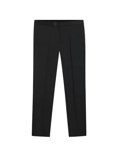 Hugo Boss Slim-fit Tuxedo Trousers With Silk-blend Trims In Black