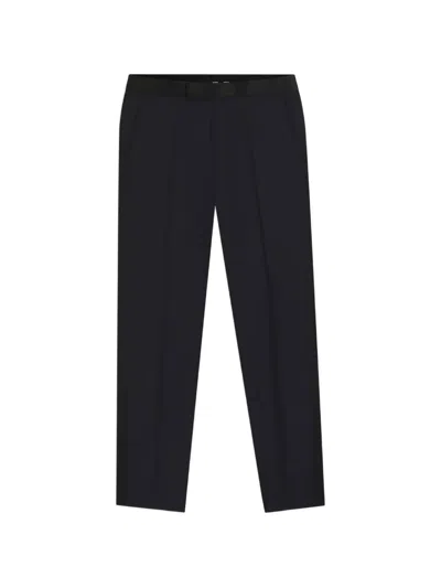 Hugo Boss Slim-fit Tuxedo Trousers With Silk-blend Trims In Blue