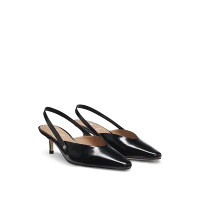Hugo Boss Slingback Pumps In Polished Leather