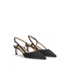 Hugo Boss Slingback Pumps In Soft Satin With Pointed Toe In Black