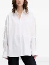 Hugo Boss Slit-sleeve Tie-detail Shirt In White